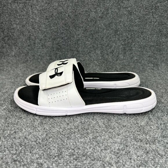 Under Armour Ignite 5 Sandals Men's Size 11 White Black Athletic Recovery Slides - Picture 4 of 9